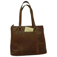 Soft Calfskin Leather Tote Bag - Dark Brown