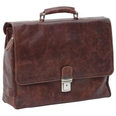 Leather Laptop Briefacase - Chestnut
