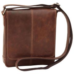 Oiled Calfskin Leather Satchel Bag - Chestnut