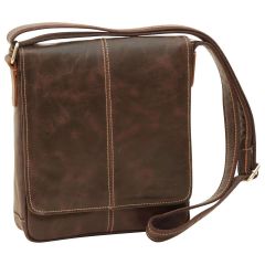 Oiled Calfskin Leather Satchel Bag - Dark Brown