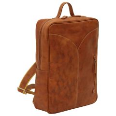 Oiled Calfskin Leather Laptop backpack - Brown Colonial