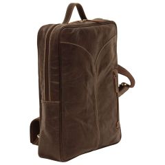 Oiled Calfskin Leather Laptop backpack - Dark Brown
